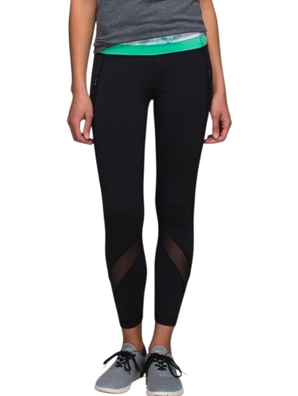 Lululemon Tight II Mesh Leggings Black Multi Waistband Women’s‎ Size 6